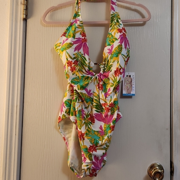 into the bleu Other - Floral Halter One Piece Swimsuit